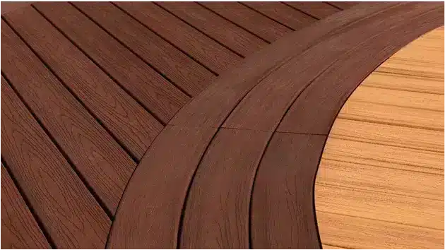 photo of curved deck steps